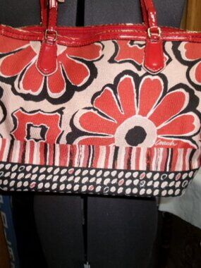 Coach Red Poppy Satchel bag wild poppy pattern 2010 line